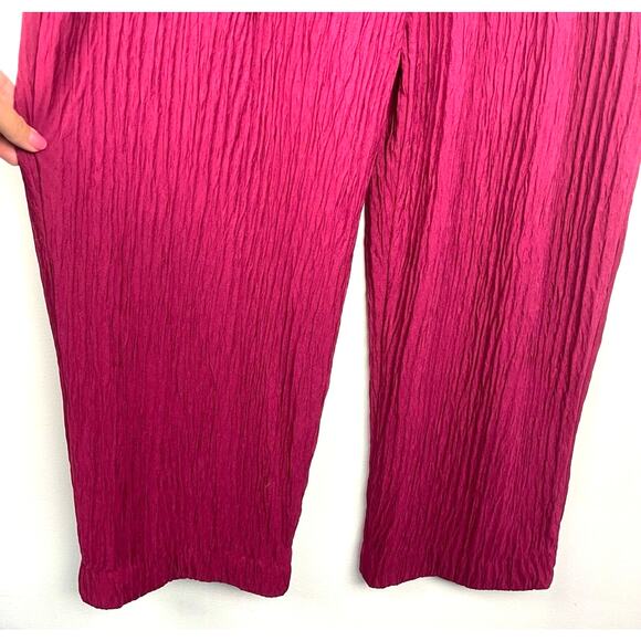 Vintage Wide Leg Crepe Lounge Pants Raspberry Red - Picture 7 of 8